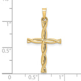 14k Polished Hollow Twisted Cross Pendant