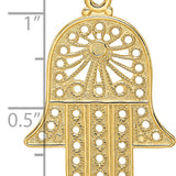 14k Polished Solid Filigree Hamsa Pendant