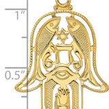14k Polished & Textured Solid Hamsa Pendant