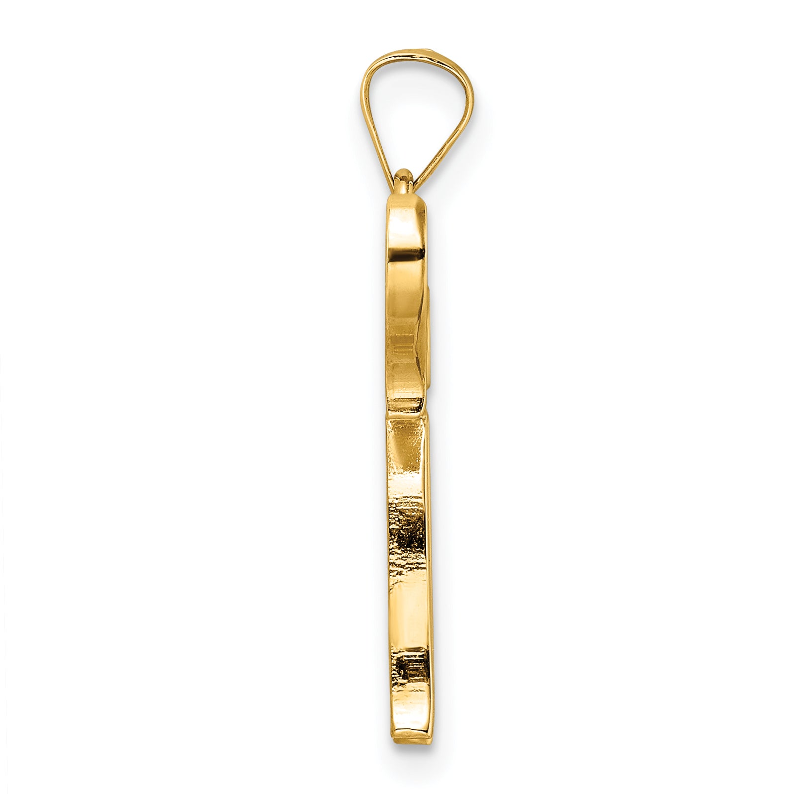 14k Polished and Textured Solid Chai Symbol Pendant