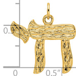 14k Polished and Textured Solid Chai Symbol Pendant