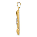 14k Two-tone Polished/Textured Hollow Torah Scroll Pendant