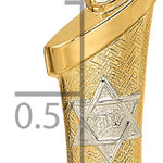 14k Two-tone Polished/Textured Hollow Torah Scroll Pendant