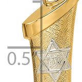 14k Two-tone Polished/Textured Hollow Torah Scroll Pendant