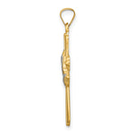14k w/Rhodium Polished Hollow Praying Hands Cross Pendant