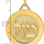 14k Polished Solid Mazel Symbol Disc Pendant
