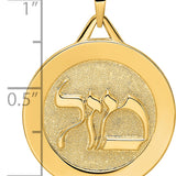 14k Polished Solid Mazel Symbol Disc Pendant