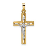 14k Two-tone Polished Solid INRI Crucifix Pendant