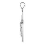 14k White Gold Polished Solid Striped Crucifix Pendant