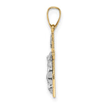 14k Two-tone Polished Solid INRI Crucifix Pendant