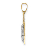 14k Two-tone Polished Solid INRI Crucifix Pendant
