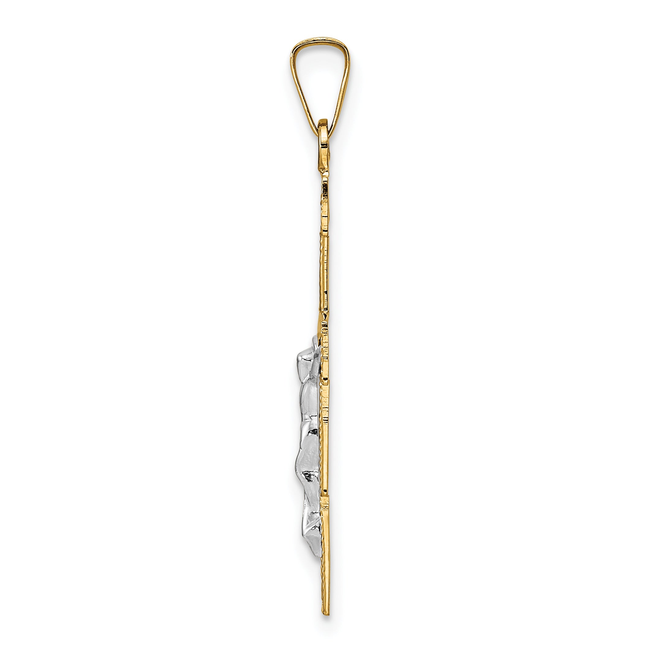 14k Two-tone Solid Crucifix Pendant