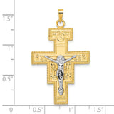 14k Two-tone Polished Fancy Solid Cross Pendant
