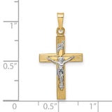 14k Two-tone Polished Solid INRI Crucifix Pendant