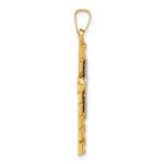14k Two-Tone Textured and Polished Hollow Latin Cross Pendant
