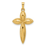 14k Polished and Beaded Hollow Edge Passion Cross Pendant