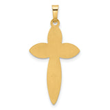 14k Polished and Beaded Hollow Edge Passion Cross Pendant