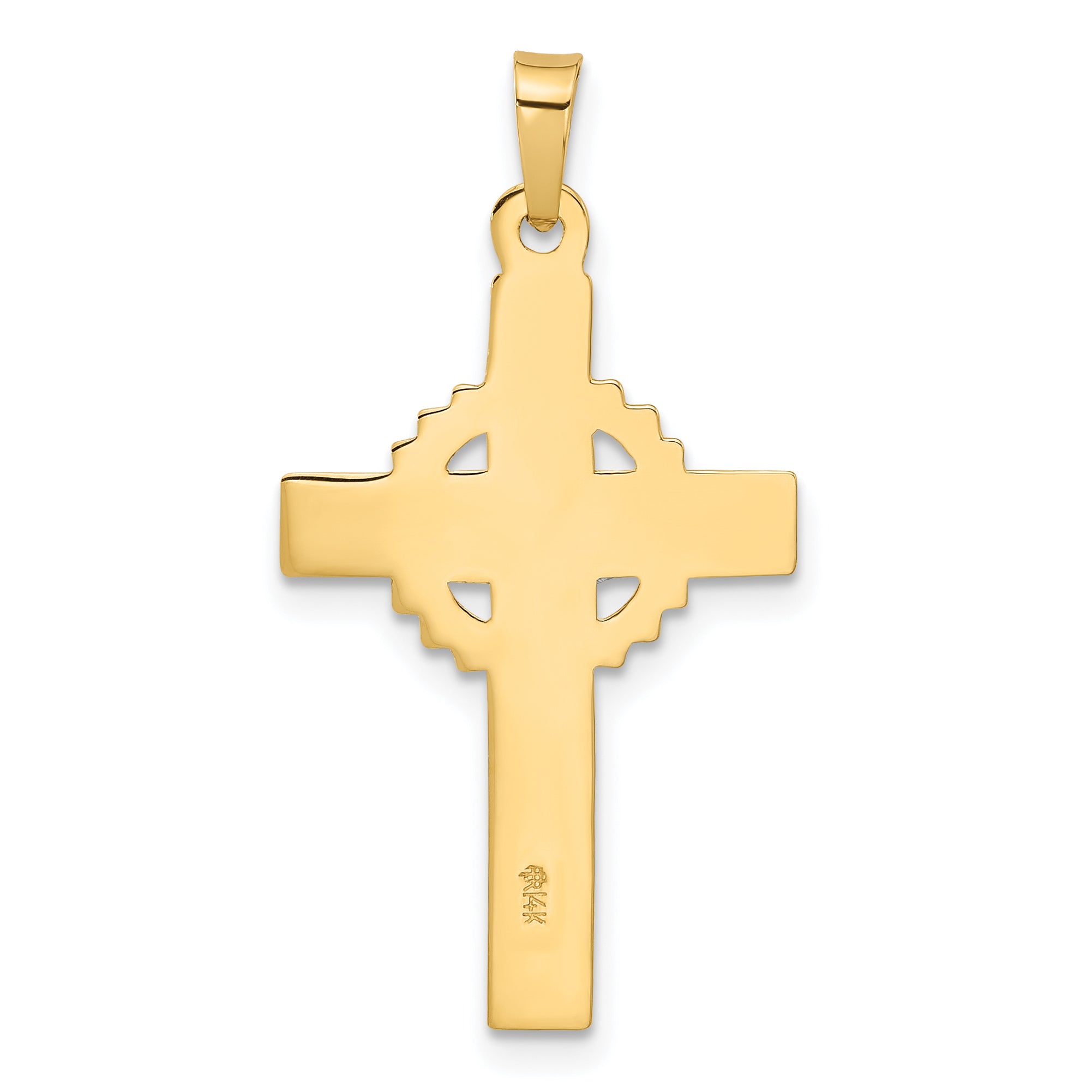 14k Two-Tone Hollow INRI Crucifix Pendent