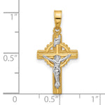 14k Two-Tone Hollow INRI Crucifix Pendent