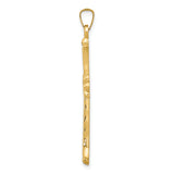 14k Hollow Fleur De Lis Cross Pendant
