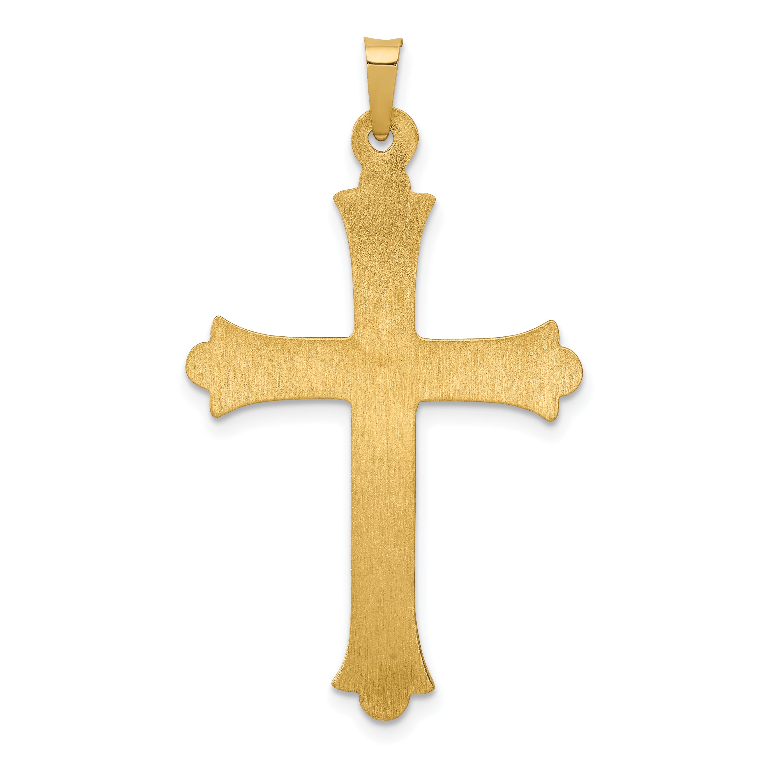14k Hollow Fleur De Lis Cross Pendant