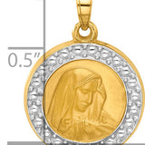 14k and Rhodium Hollow Lady of Sorrows Pendant