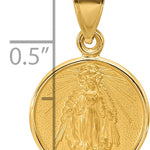 14k Polished and Satin Solid Miraculous Mary Plain Back Medal