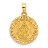 14K Hollow Miraculous Mary Plain Back Medal
