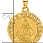 14K Hollow Miraculous Mary Plain Back Medal