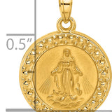 14K Hollow Miraculous Mary Plain Back Medal