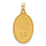 14K with Rhodium Satin and Polished Miraculous Medal Solid Oval Pendant
