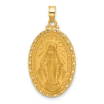 14k Satin and Polished Miraculous Medal Solid Oval Pendant