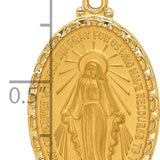14k Satin and Polished Miraculous Medal Solid Oval Pendant