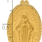 14k Satin and Polished Miraculous Medal Solid Oval Pendant
