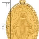 14k Satin and Polished Miraculous Medal Solid Oval Pendant