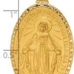 14k Satin and Polished Miraculous Medal Solid Oval Pendant