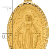 14k Satin and Polished Miraculous Medal Solid Oval Pendant