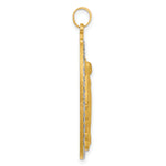 14K with Rhodium Satin and Polished Miraculous Medal Solid Oval Pendant