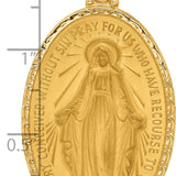 14k Satin and Polished Miraculous Medal Solid Oval Pendant