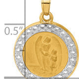 14K and White Rhodium Hollow Our Guardian Angel Medal