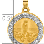14k with Rhodium Satin and Polished St Anthony Medal Round Pendant