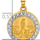 14k with Rhodium Satin and Polished St Anthony Medal Round Pendant