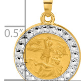 14K with White Rhodium Hollow St. Michael Medal