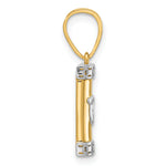 14k with White Rhodium Polished Mezuzah Pendant