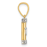 14k with White Rhodium Polished Mezuzah Pendant