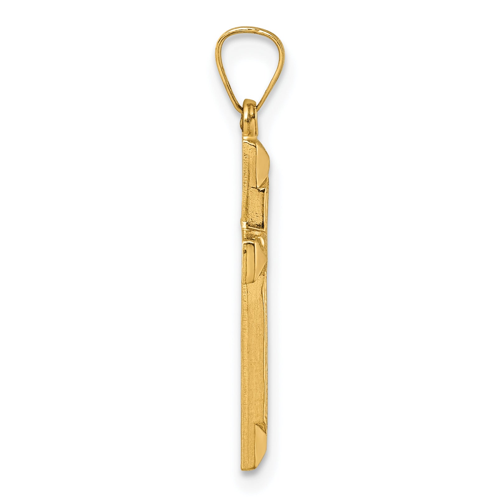 14k Polished And Textured Cross Pendant