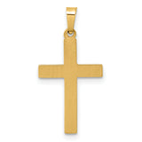 14k Polished And Textured Cross Pendant