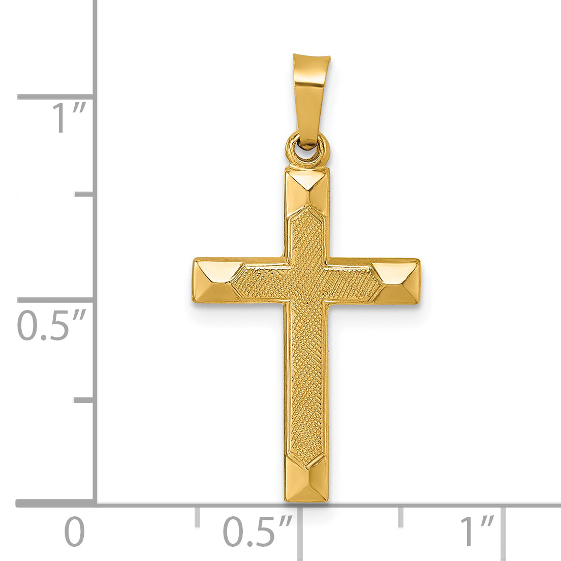 14k Polished And Textured Cross Pendant