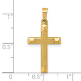 14k Polished And Textured Cross Pendant