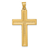 14k Polished And Textured Cross Pendant